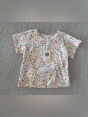 Floral Short-Sleeve Tee for Kids - Pink, Blue & Cream
